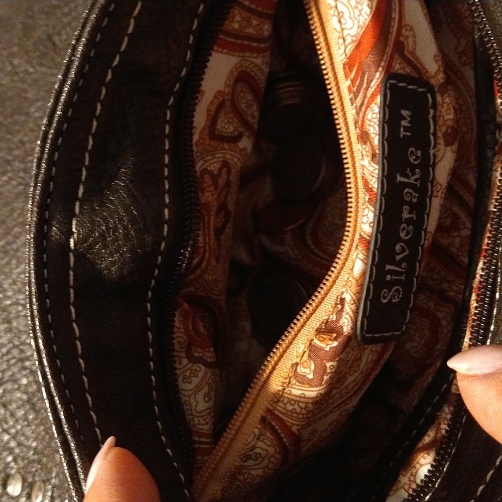 Brown Patchwork Cross Bling Purse - image 3